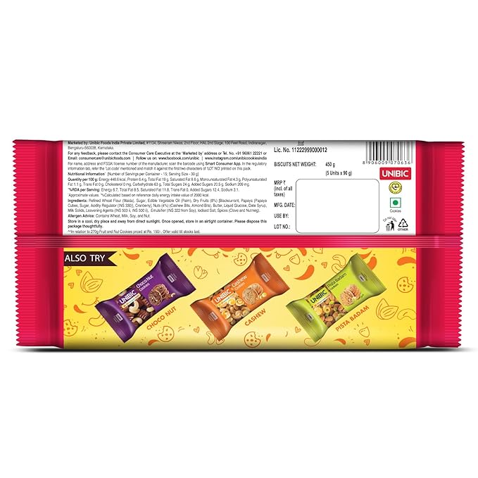 UNIBIC Cookies, Fruit & Nut Cookies, 450/500 g | Fruit Biscuits | Fruit and Nut Biscuits.